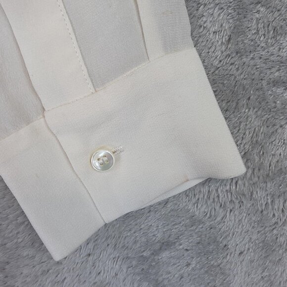 AllSaints Blouse Womens 4 Cream Silk Cowl Neck Drape Front Long Sleeve Asdis - Picture 8 of 14